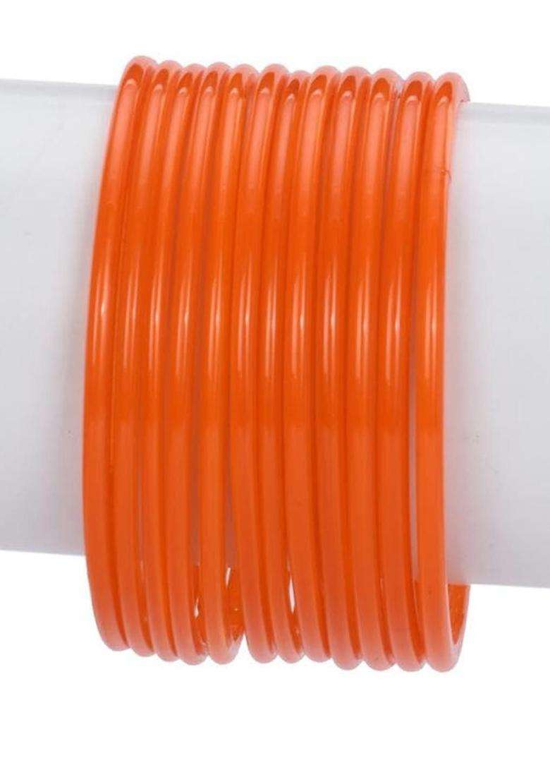 Orange Bangle for Women | Traditional Temple Jewellery for Wedding & Festive Wear | Gift for Her - Indya