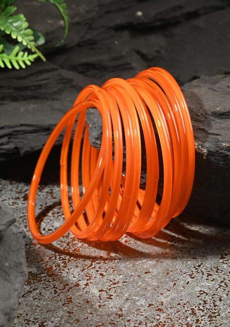 Orange Bangle for Women | Traditional Temple Jewellery for Wedding & Festive Wear | Gift for Her - Indya