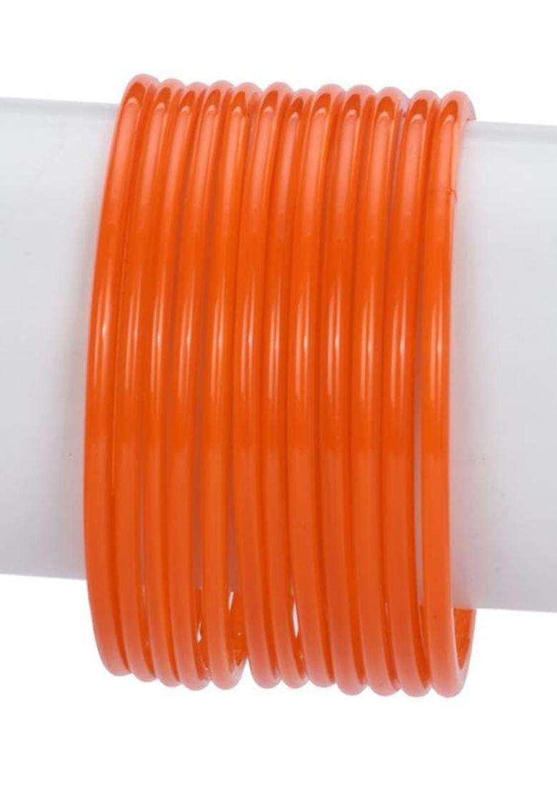 Orange Bangle for Women | Traditional Temple Jewellery for Wedding & Festive Wear | Gift for Her - Indya