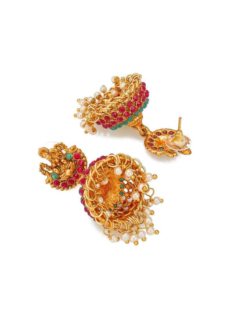 Gold-Plated Gold-Toned Choker Necklace Jewellery Set for Women | Traditional Temple Jewellery for Wedding & Festive Wear | Gift for Her - Indya