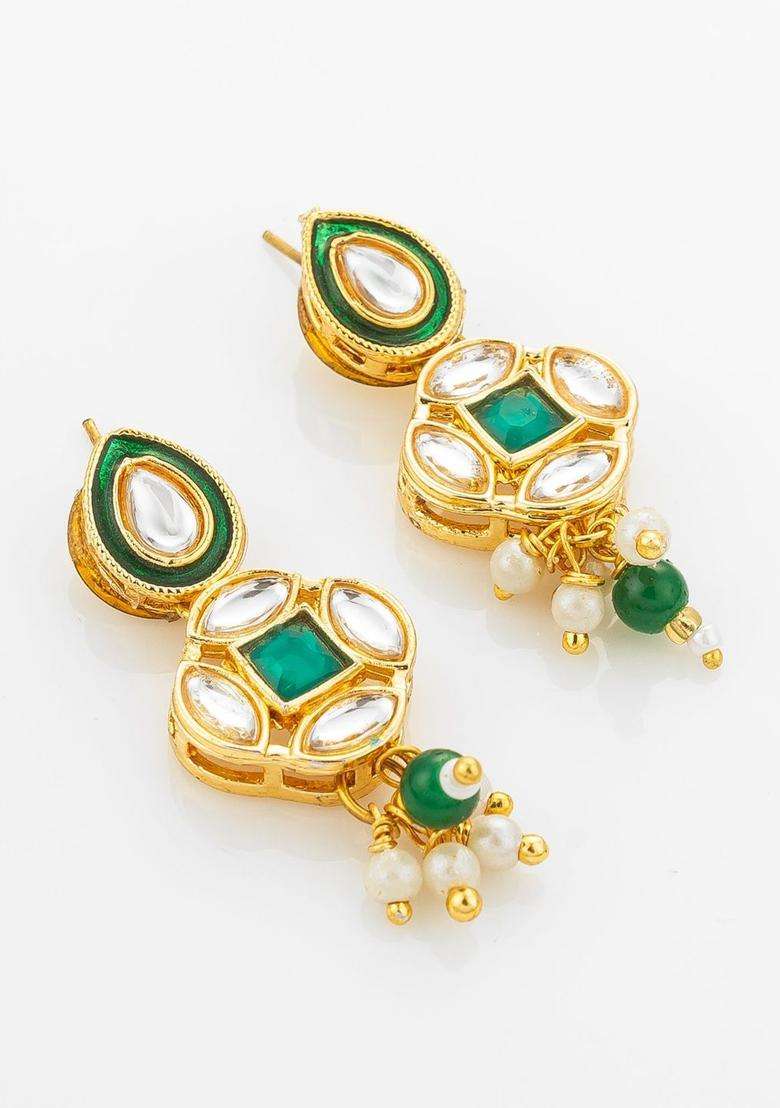 Gold-Plated Temple Kundan Choker Necklace and Earrings for Women | Traditional Temple Jewellery for Wedding & Festive Wear | Gift for Her - Indya