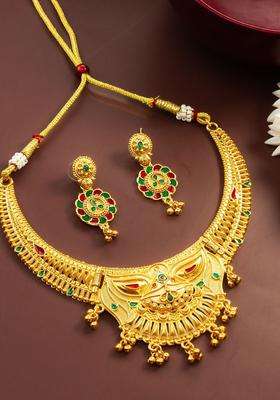 Kundan-Studded Jewellery Set for Women | Traditional Temple Jewellery for Wedding & Festive Wear | Gift for Her