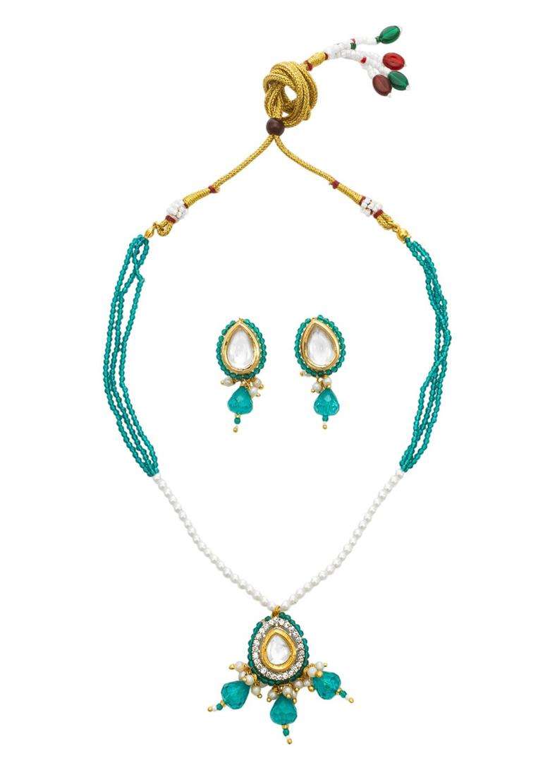 Gold-Plated Kundan Studded & Pearl Beaded Jewellery Set for Women | Traditional Temple Jewellery for Wedding & Festive Wear | Gift for Her - Indya