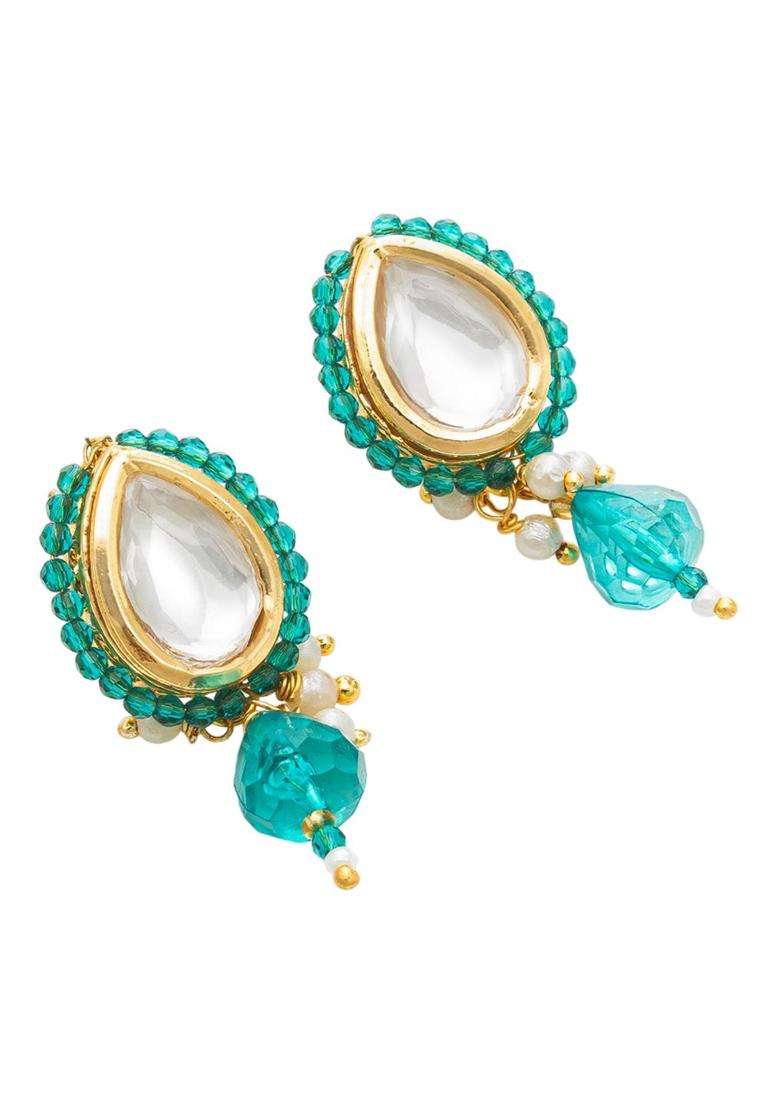 Gold-Plated Kundan Studded & Pearl Beaded Jewellery Set for Women | Traditional Temple Jewellery for Wedding & Festive Wear | Gift for Her - Indya