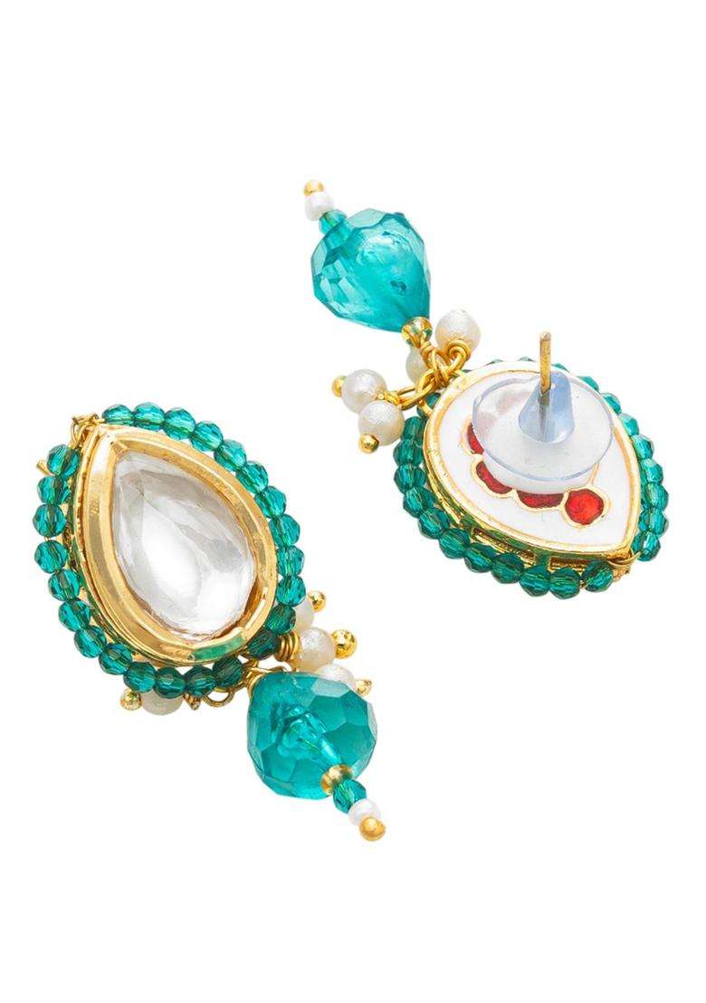 Gold-Plated Kundan Studded & Pearl Beaded Jewellery Set for Women | Traditional Temple Jewellery for Wedding & Festive Wear | Gift for Her - Indya