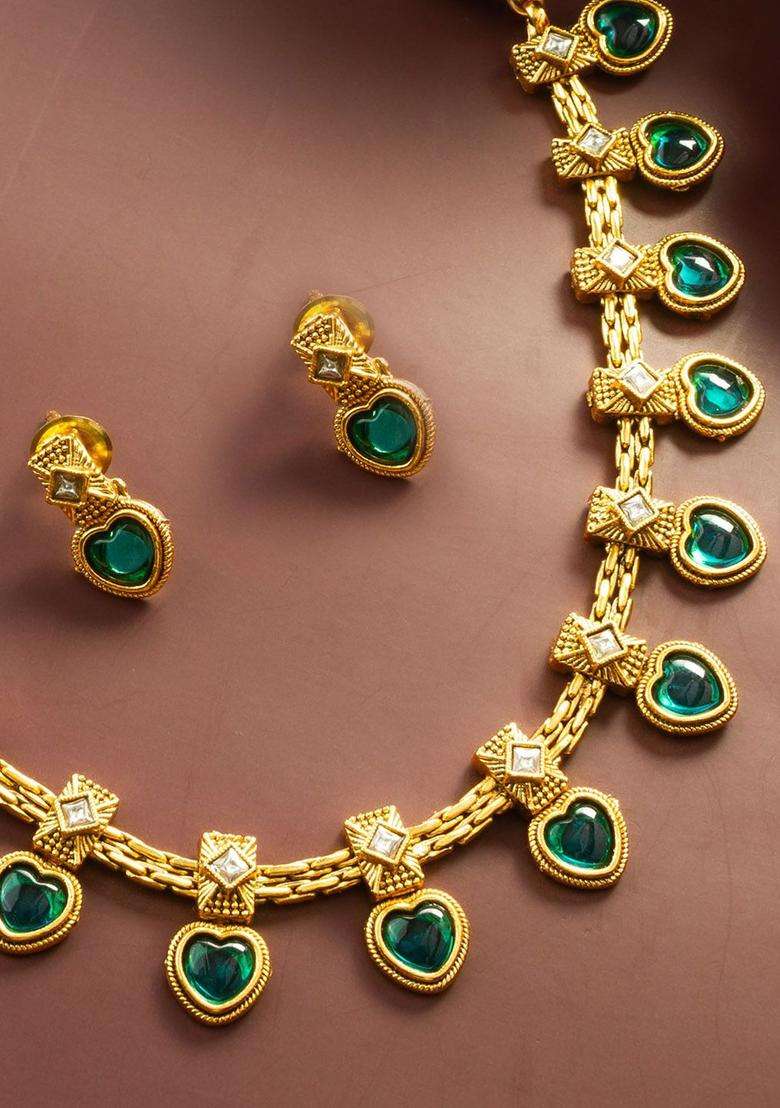 Kundan-Studded Jewellery Set for Women | Traditional Temple Jewellery for Wedding & Festive Wear | Gift for Her - Indya