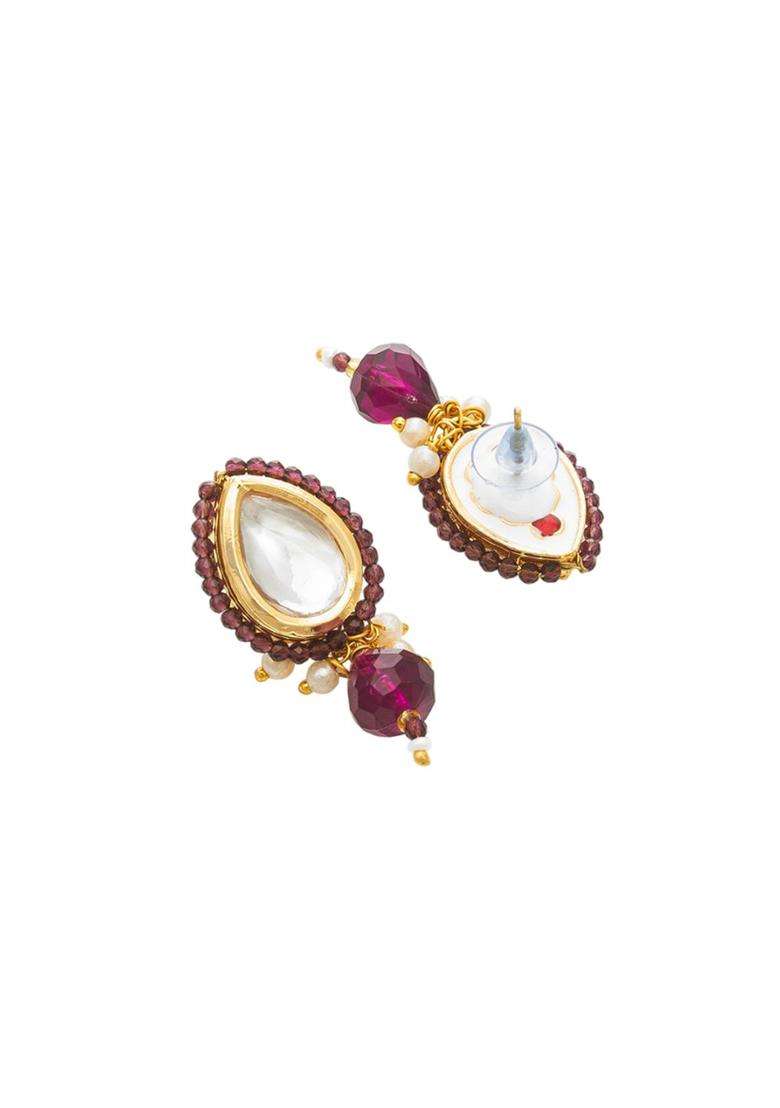 Gold-Plated Kundan & Pearls Stone-Studded & Beaded Jewellery Set for Women | Traditional Temple Jewellery for Wedding & Festive Wear | Gift for Her - Indya