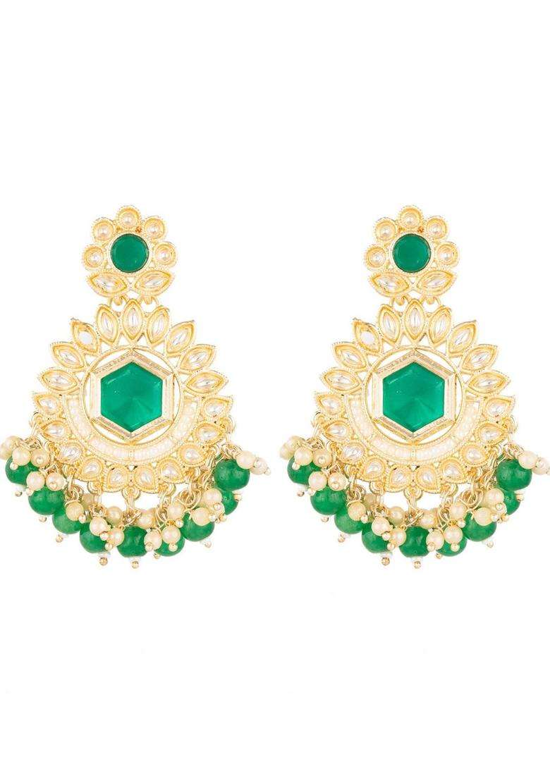 Gold-Plated Geometric Drop Earrings for Women | Traditional Temple Jewellery for Wedding & Festive Wear | Gift for Her - Indya