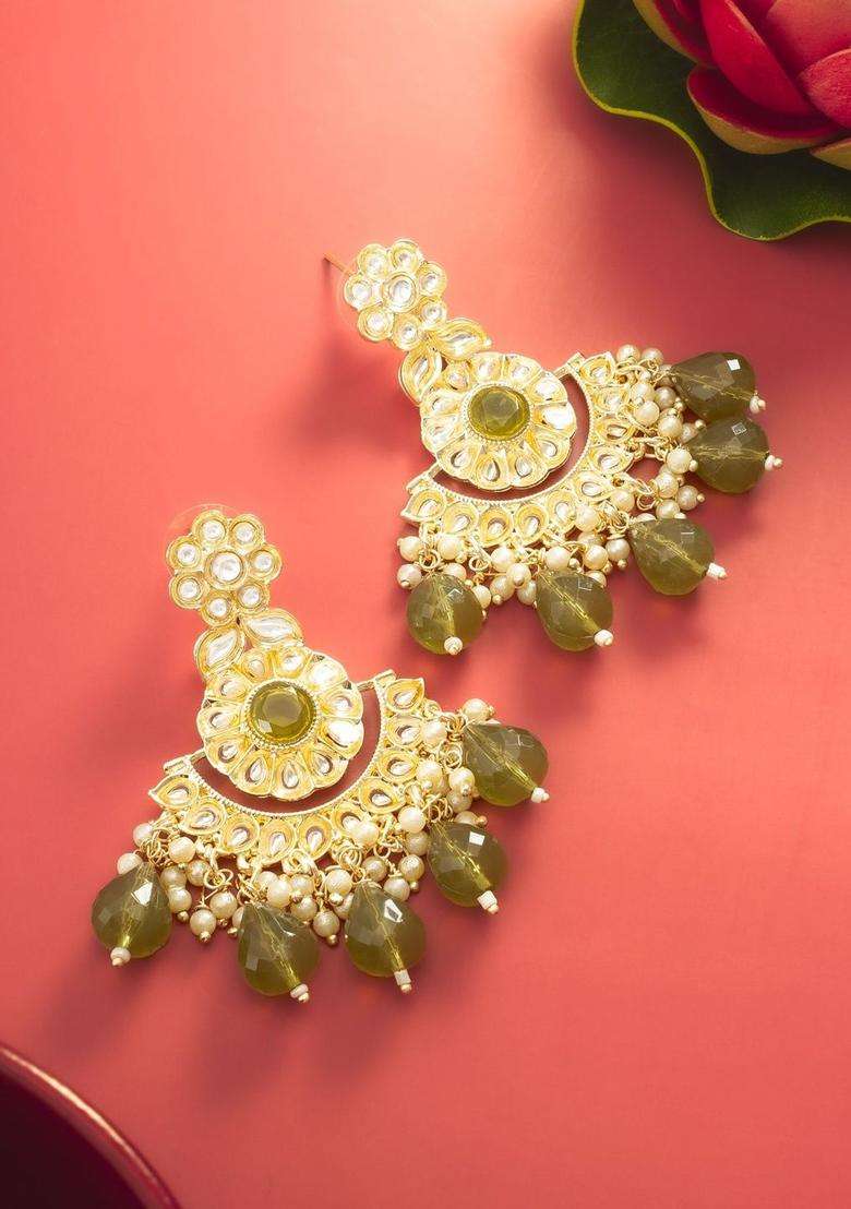 Gold-Plated Geometric Drop Earrings for Women | Traditional Temple Jewellery for Wedding & Festive Wear | Gift for Her - Indya