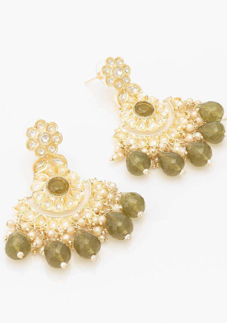 Gold-Plated Geometric Drop Earrings for Women | Traditional Temple Jewellery for Wedding & Festive Wear | Gift for Her - Indya