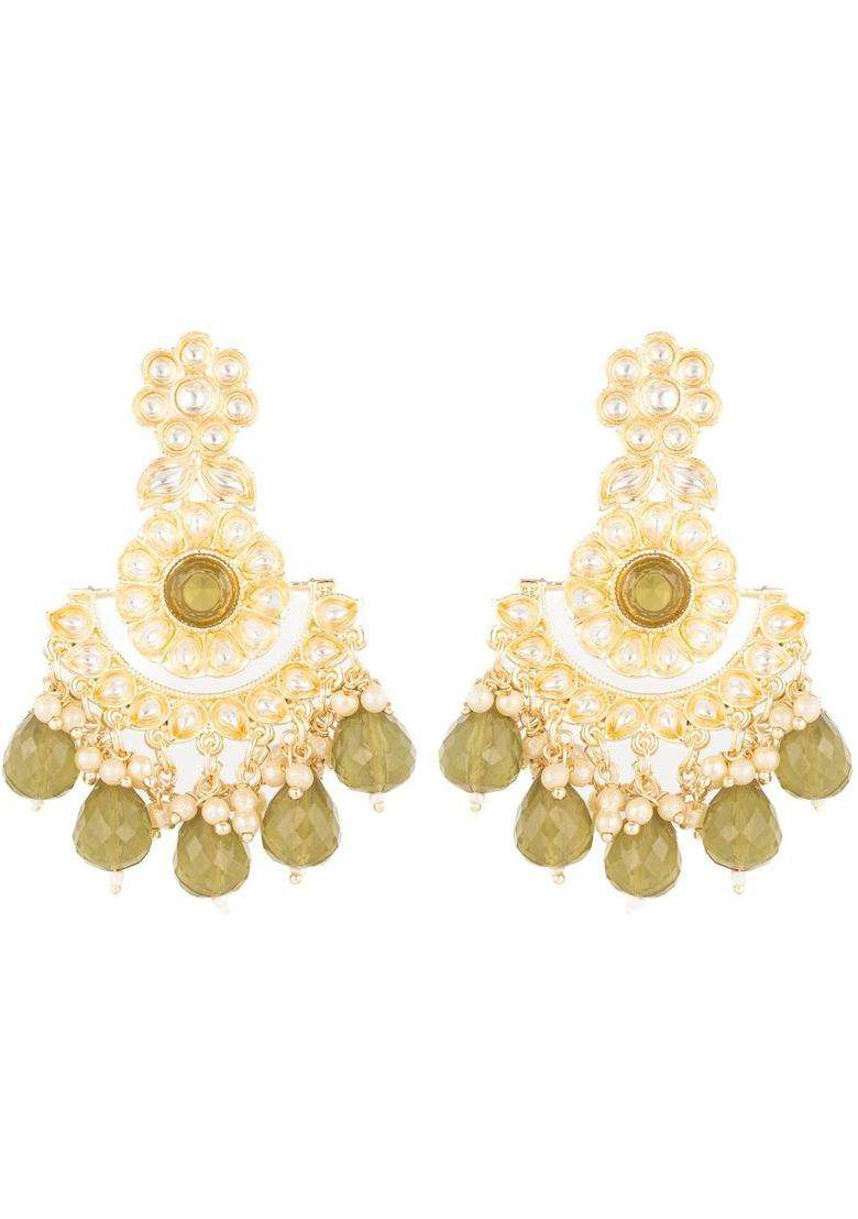 Gold-Plated Geometric Drop Earrings for Women | Traditional Temple Jewellery for Wedding & Festive Wear | Gift for Her - Indya