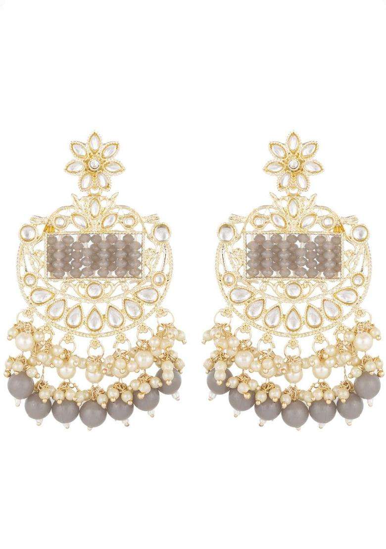 Gold-Plated Geometric Artificial Beaded Drop Earrings for Women | Traditional Temple Jewellery for Wedding & Festive Wear | Gift for Her - Indya