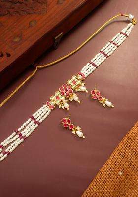 Gold-Plated Temple Kundan Choker Necklace and Earrings for Women | Traditional Temple Jewellery for Wedding & Festive Wear | Gift for Her