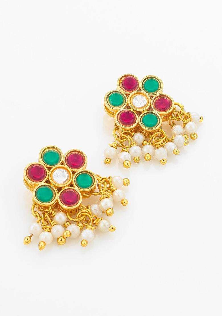 Gold-Plated Temple Kundan Choker Necklace and Earrings for Women | Traditional Temple Jewellery for Wedding & Festive Wear | Gift for Her - Indya