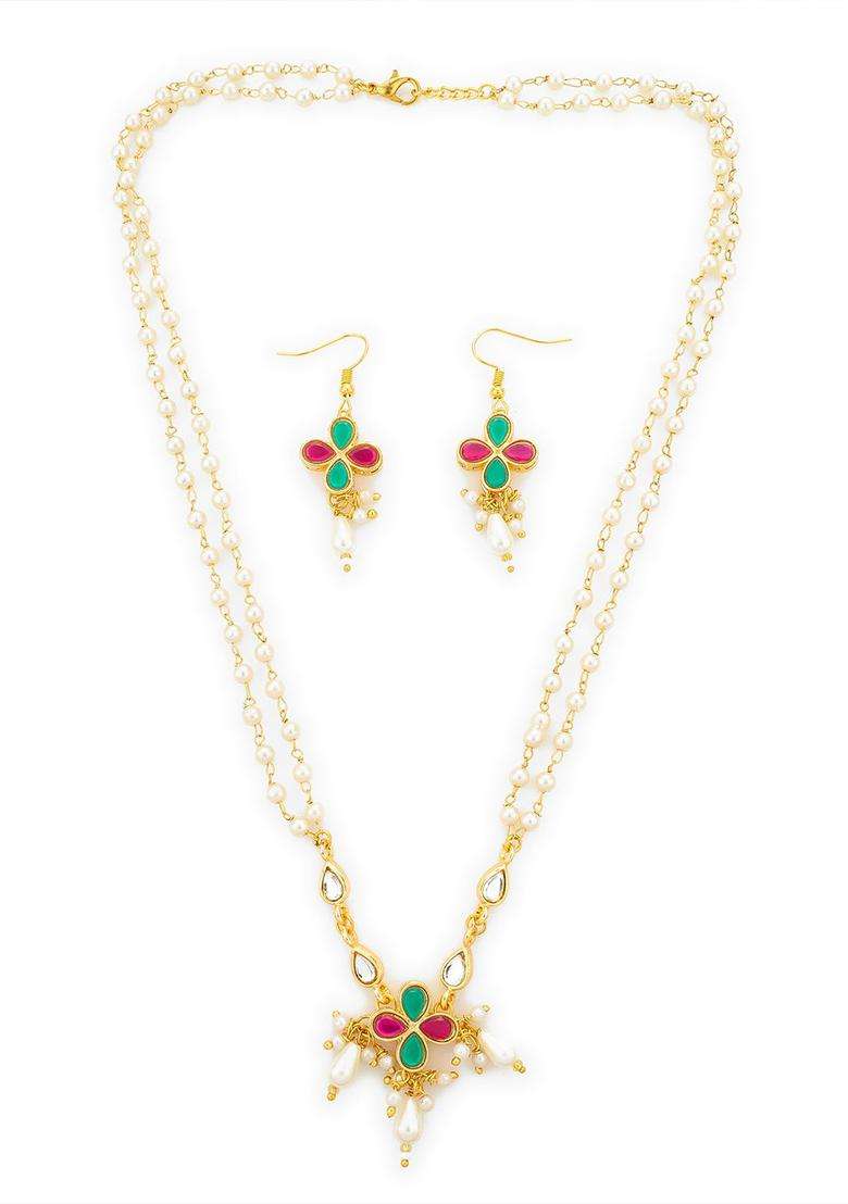 Gold-Plated Temple Kundan Choker Necklace and Earrings for Women | Traditional Temple Jewellery for Wedding & Festive Wear | Gift for Her - Indya