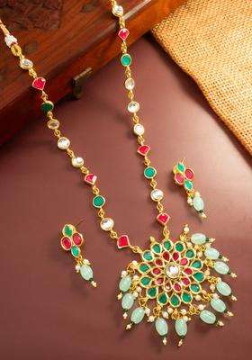 Gold-Plated Temple Kundan Choker Necklace and Earrings for Women | Traditional Temple Jewellery for Wedding & Festive Wear | Gift for Her