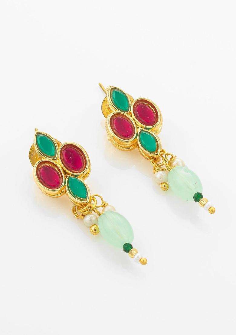 Gold-Plated Temple Kundan Choker Necklace and Earrings for Women | Traditional Temple Jewellery for Wedding & Festive Wear | Gift for Her - Indya