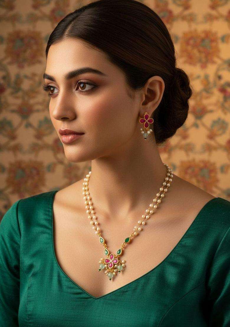 Gold-Plated Temple Kundan Choker Necklace and Earrings for Women | Traditional Temple Jewellery for Wedding & Festive Wear | Gift for Her - Indya