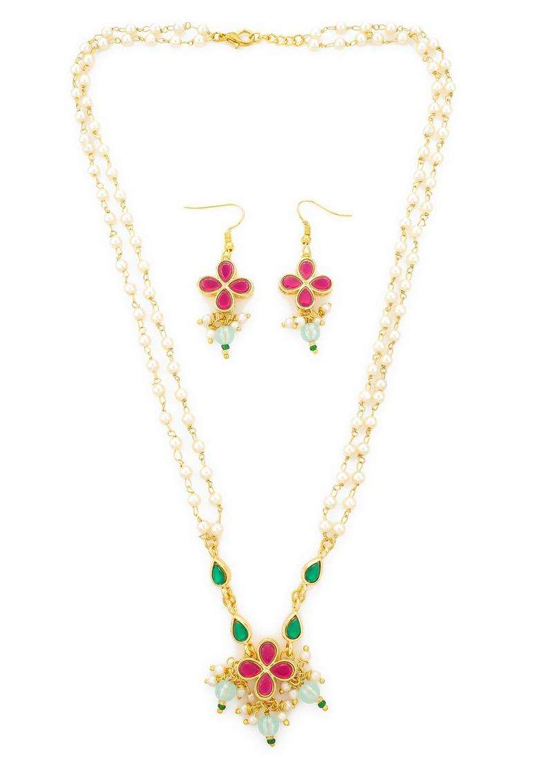 Gold-Plated Temple Kundan Choker Necklace and Earrings for Women | Traditional Temple Jewellery for Wedding & Festive Wear | Gift for Her - Indya