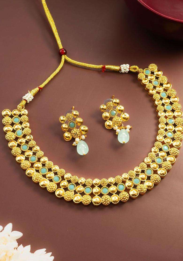 Kundan-Studded Jewellery Set for Women | Traditional Temple Jewellery for Wedding & Festive Wear | Gift for Her - Indya