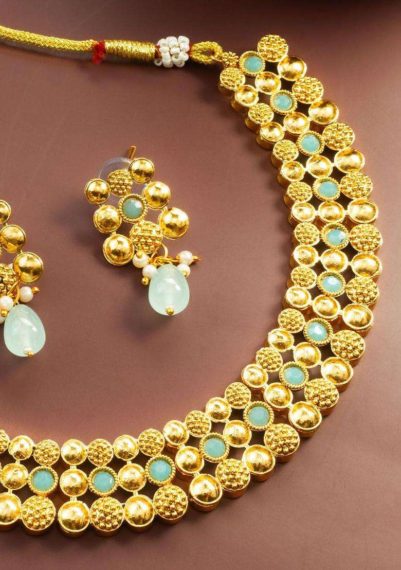 Kundan-Studded Jewellery Set for Women | Traditional Temple Jewellery for Wedding & Festive Wear | Gift for Her - Indya