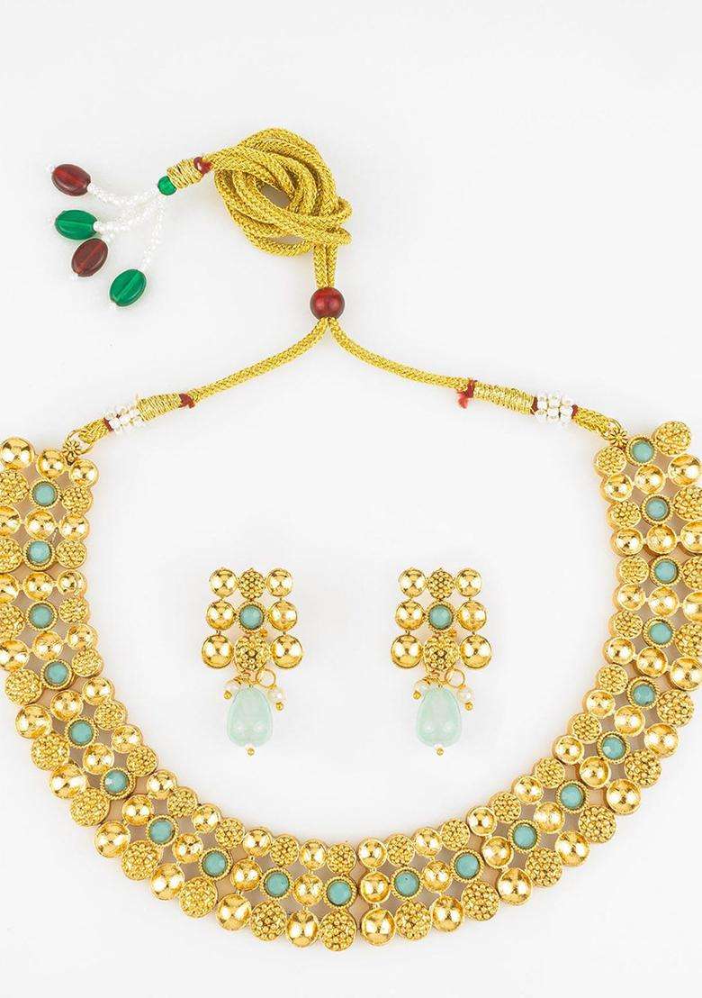 Kundan-Studded Jewellery Set for Women | Traditional Temple Jewellery for Wedding & Festive Wear | Gift for Her - Indya