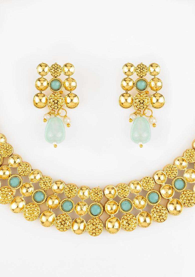 Kundan-Studded Jewellery Set for Women | Traditional Temple Jewellery for Wedding & Festive Wear | Gift for Her - Indya