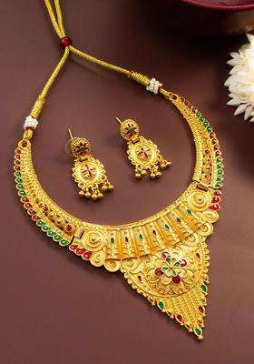 Kundan-Studded Jewellery Set for Women | Traditional Temple Jewellery for Wedding & Festive Wear | Gift for Her
