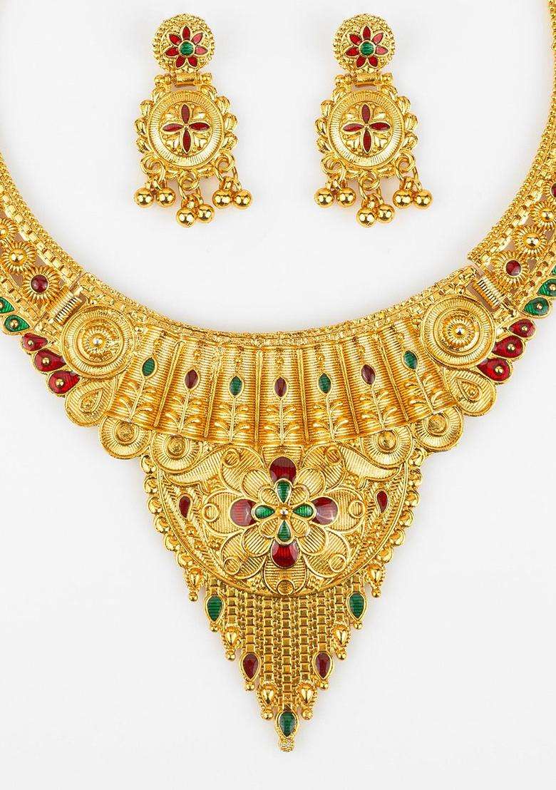 Kundan-Studded Jewellery Set for Women | Traditional Temple Jewellery for Wedding & Festive Wear | Gift for Her - Indya