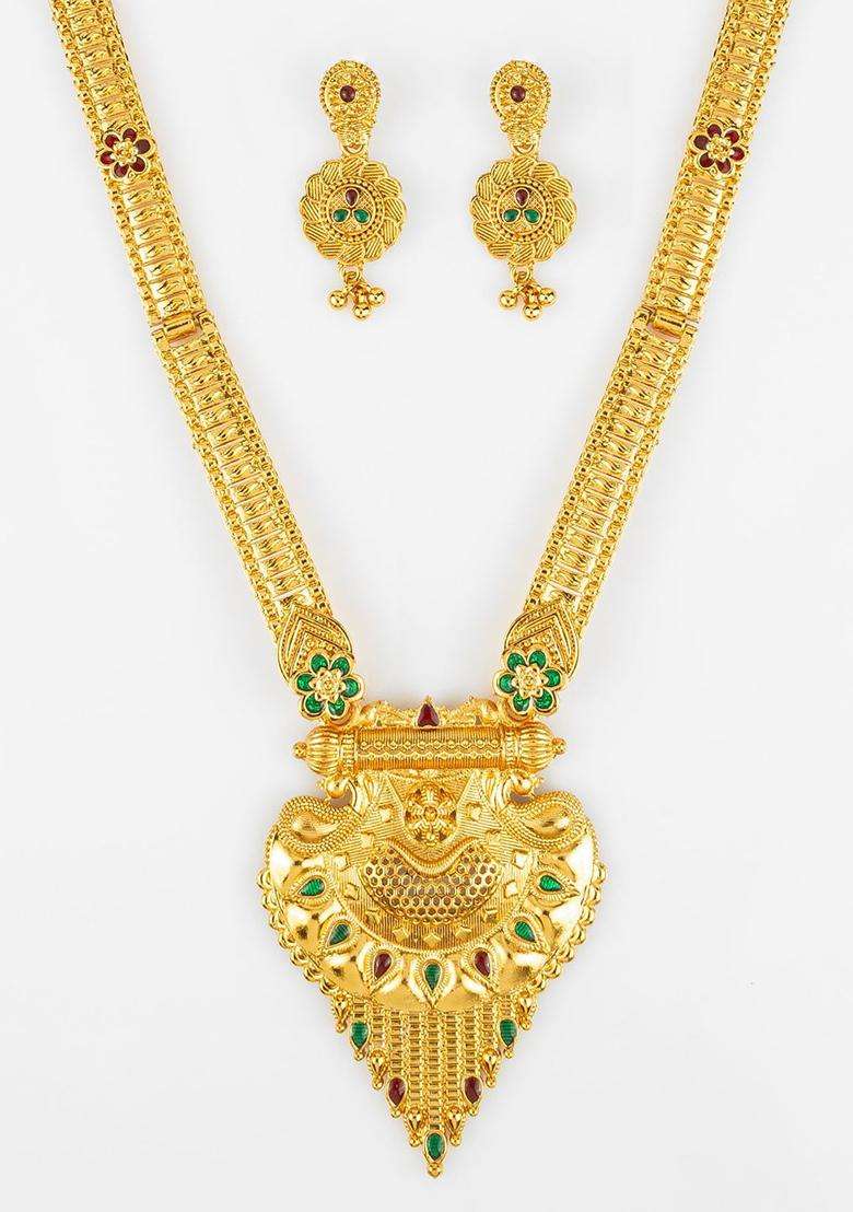 Kundan-Studded Jewellery Set for Women | Traditional Temple Jewellery for Wedding & Festive Wear | Gift for Her - Indya