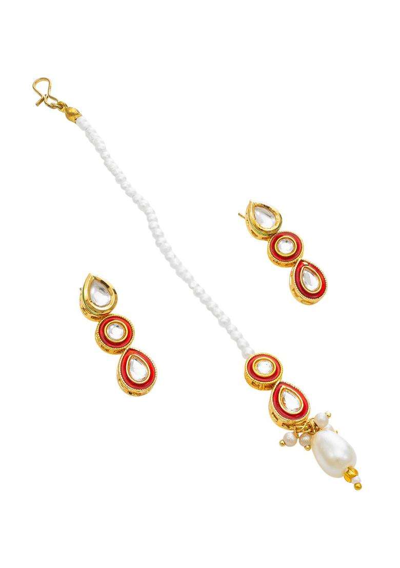 Gold-Plated Kundan Studded and Pearls Beaded Jewellery Set for Women | Traditional Temple Jewellery for Wedding & Festive Wear | Gift for Her - Indya