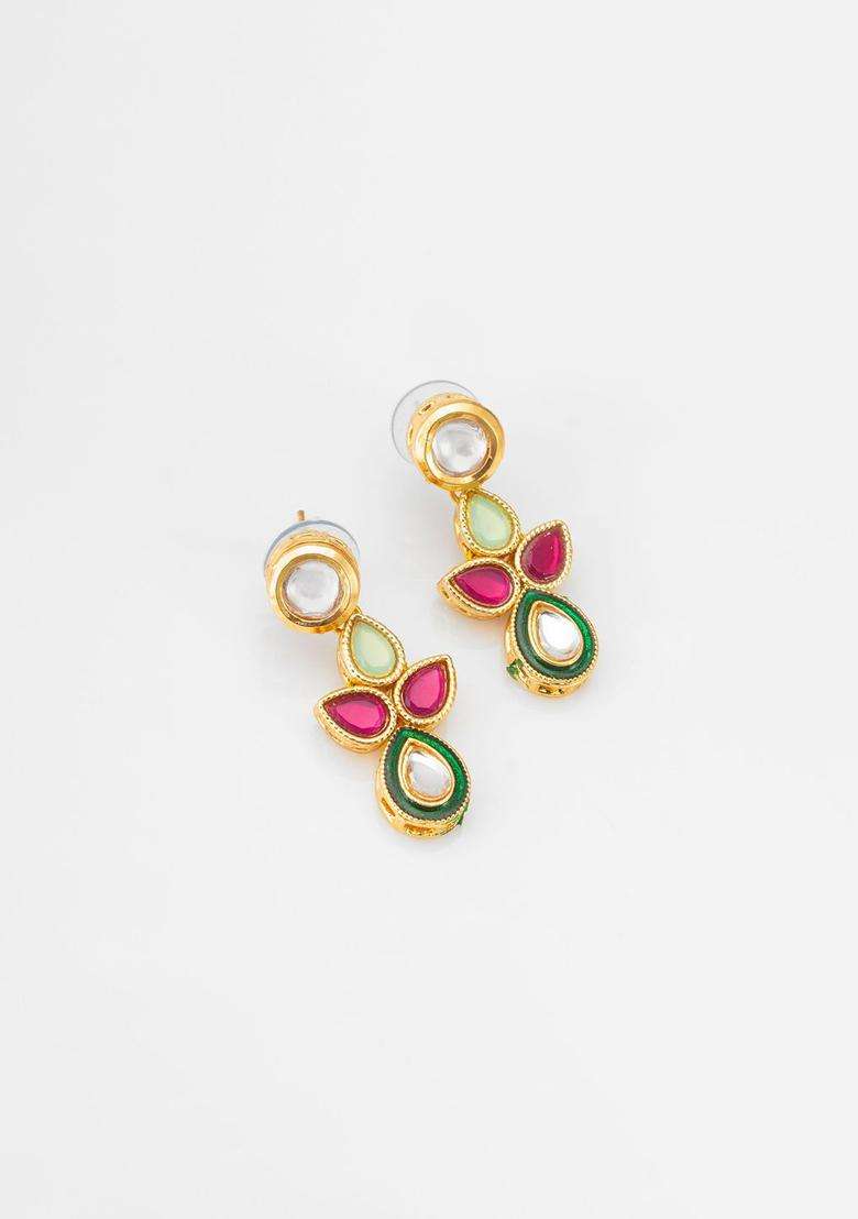Gold-Plated Kundan-Studded Jewellery Set for Women | Traditional Temple Jewellery for Wedding & Festive Wear | Gift for Her - Indya