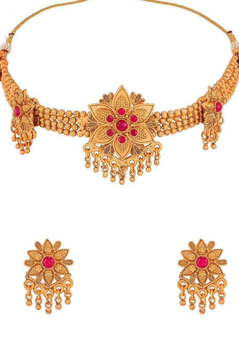 Gold-Plated Kundan-Studded & Beaded Jewellery Set for Women | Traditional Temple Jewellery for Wedding & Festive Wear | Gift for Her - Indya