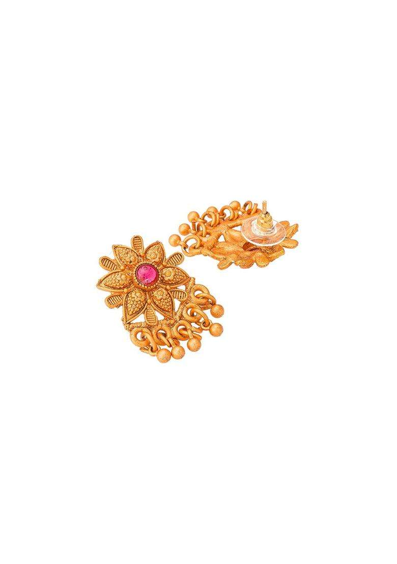 Gold-Plated Kundan-Studded & Beaded Jewellery Set for Women | Traditional Temple Jewellery for Wedding & Festive Wear | Gift for Her - Indya