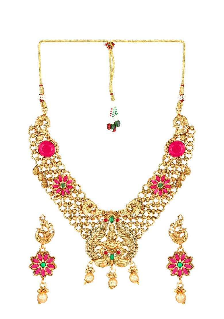 Gold-Plated Temple Choker Jewellery Set for Women | Traditional Temple Jewellery for Wedding & Festive Wear | Gift for Her - Indya