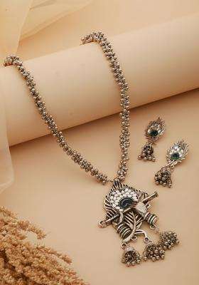 Silver-Plated Beaded Temple Jewellery Set for Women | Stylish Party & Everyday Wear | Gift for Her