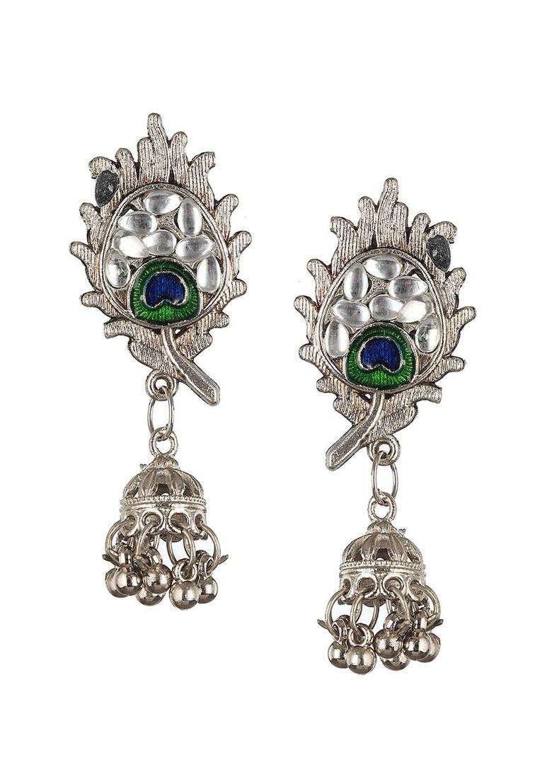 Silver-Plated Beaded Temple Jewellery Set for Women | Stylish Party & Everyday Wear | Gift for Her - Indya