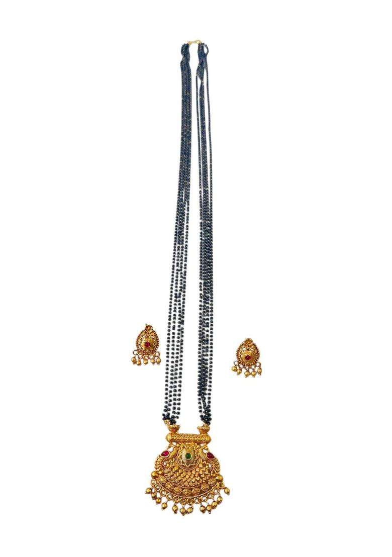 Brass Gold-Plated Temple Necklace for Women | Traditional Temple Jewellery for Wedding & Festive Wear | Gift for Her - Indya
