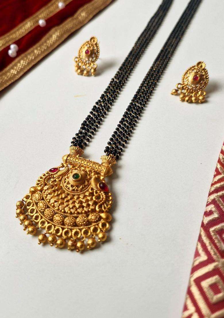 Brass Gold-Plated Temple Necklace for Women | Traditional Temple Jewellery for Wedding & Festive Wear | Gift for Her - Indya