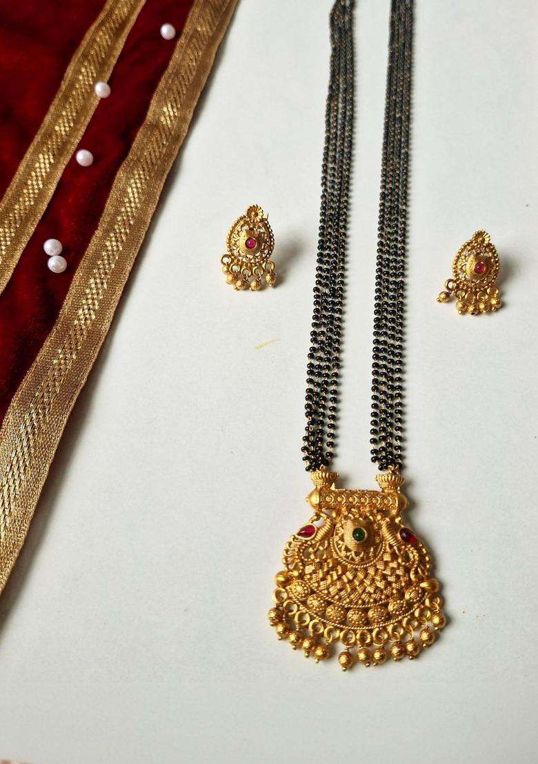 Brass Gold-Plated Temple Necklace for Women | Traditional Temple Jewellery for Wedding & Festive Wear | Gift for Her - Indya