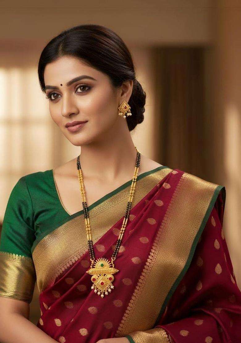 Brass Gold-Plated Temple Necklace for Women | Traditional Temple Jewellery for Wedding & Festive Wear | Gift for Her - Indya