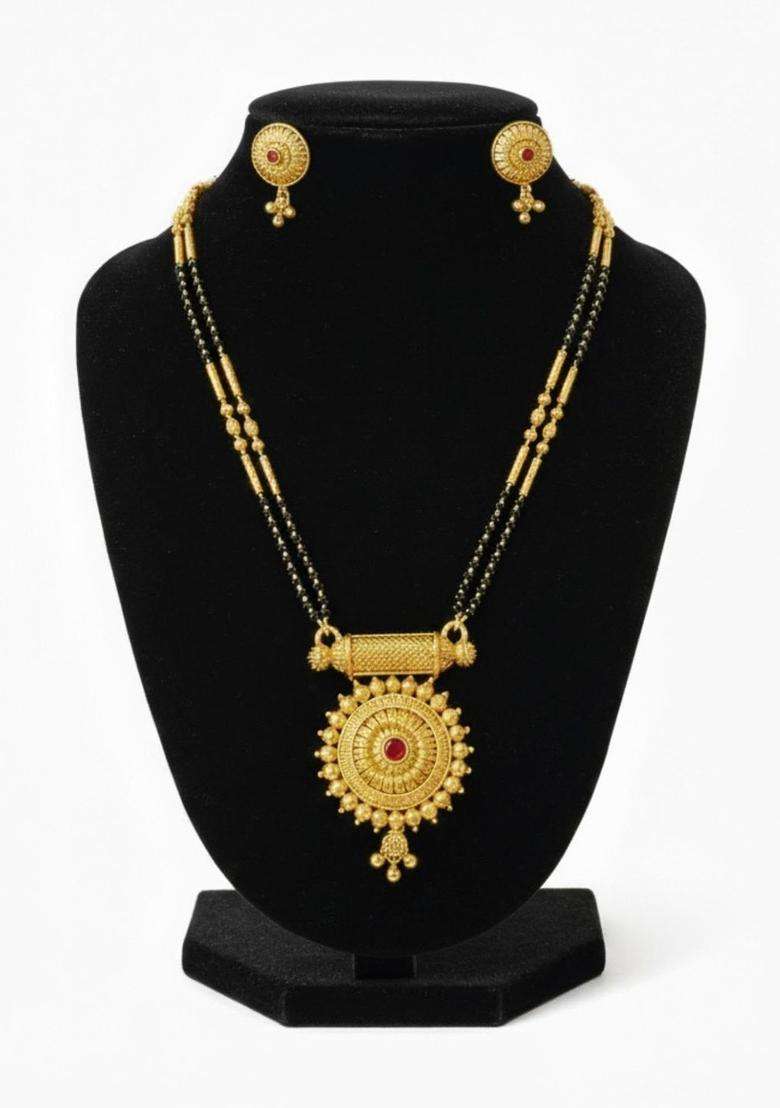Brass Gold-Plated Temple Necklace for Women | Traditional Temple Jewellery for Wedding & Festive Wear | Gift for Her - Indya