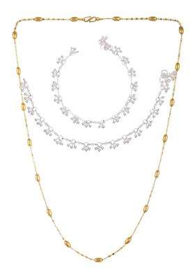 Silver-Plated Anklets with Gold-Plated Chain for Women | Traditional Temple Jewellery for Wedding & Festive Wear | Gift for Her