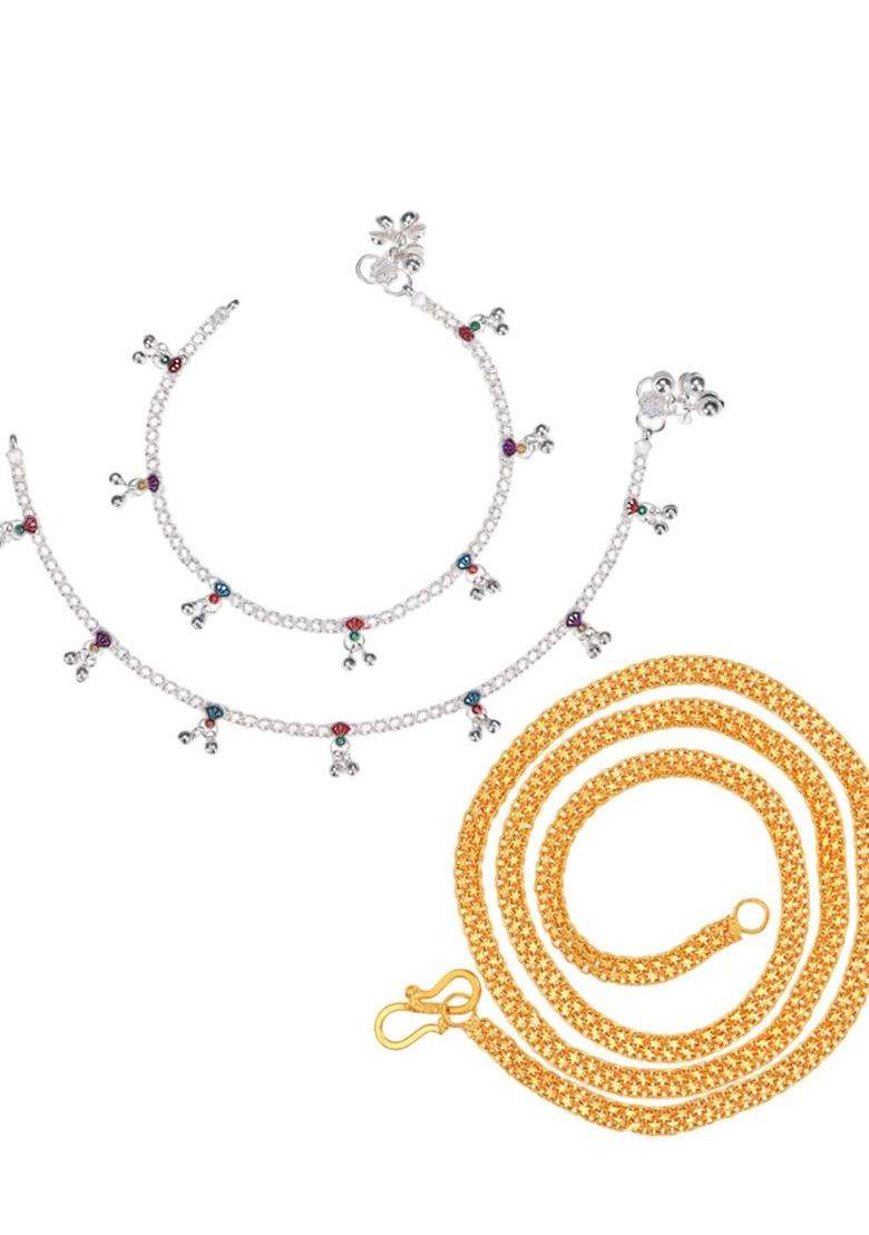 Gold & Silver-Plated Artificial Beads Jewellery Set for Women | Traditional Temple Jewellery for Wedding & Festive Wear | Gift for Her - Indya