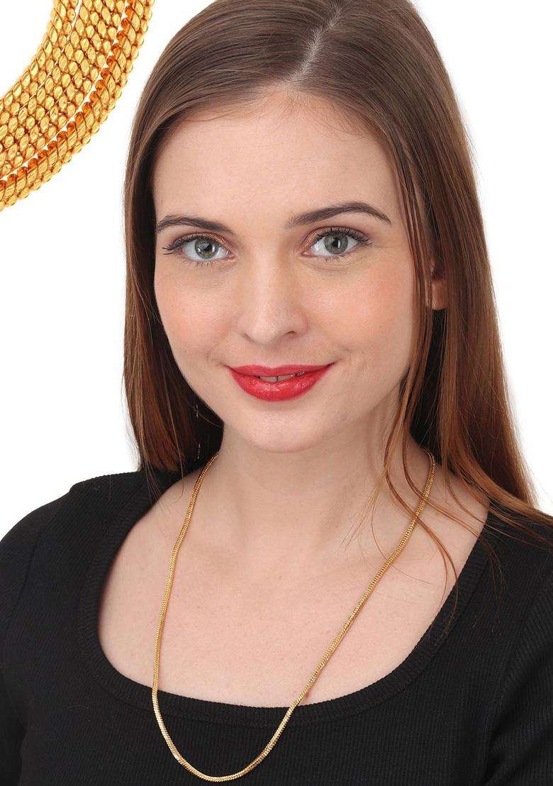 Gold-Plated Chain with Silver-Plated Anklets for Women | Traditional Temple Jewellery for Wedding & Festive Wear | Gift for Her - Indya
