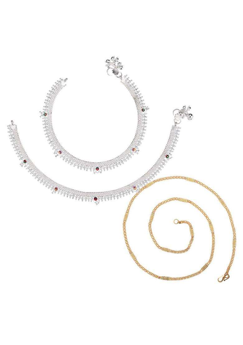 Gold & Silver-Plated Artificial Beads Jewellery Set for Women | Traditional Temple Jewellery for Wedding & Festive Wear | Gift for Her - Indya