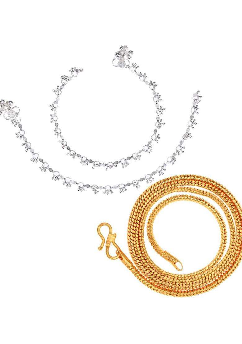 Gold & Silver-Plated Artificial Beads Jewellery Set for Women | Traditional Temple Jewellery for Wedding & Festive Wear | Gift for Her - Indya