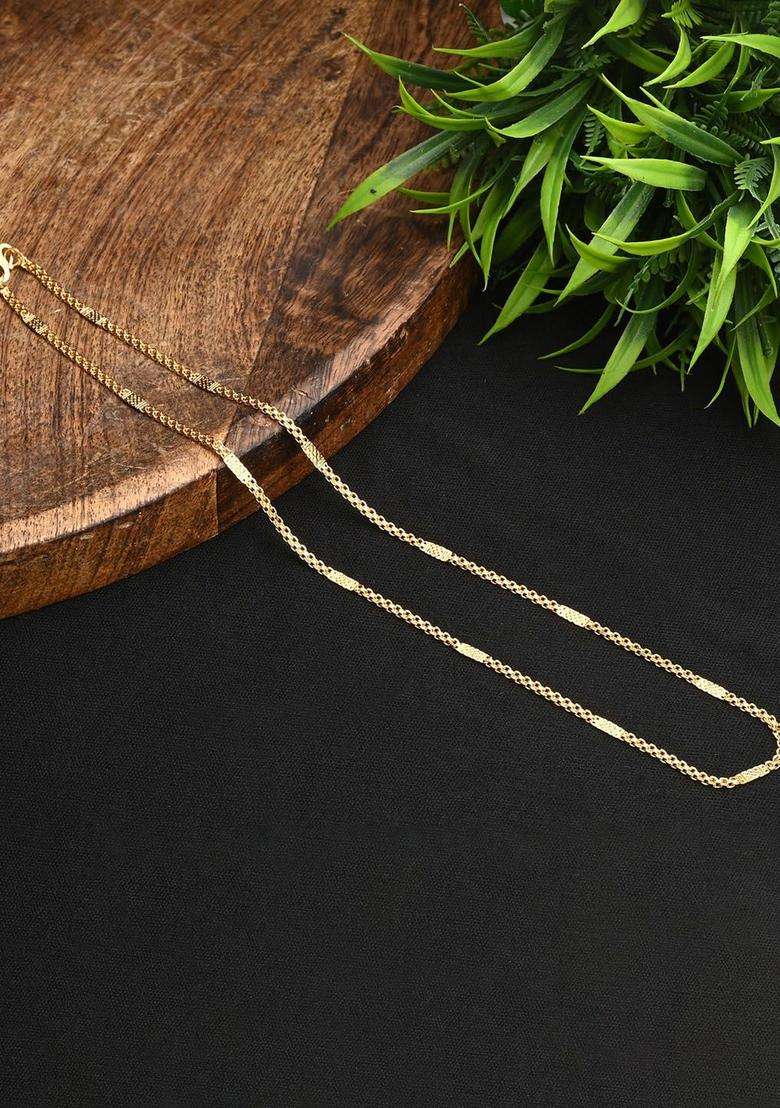 Set of 2 Silver-Plated Anklets with Gold-Plated Chain for Women | Traditional Temple Jewellery for Wedding & Festive Wear | Gift for Her - Indya