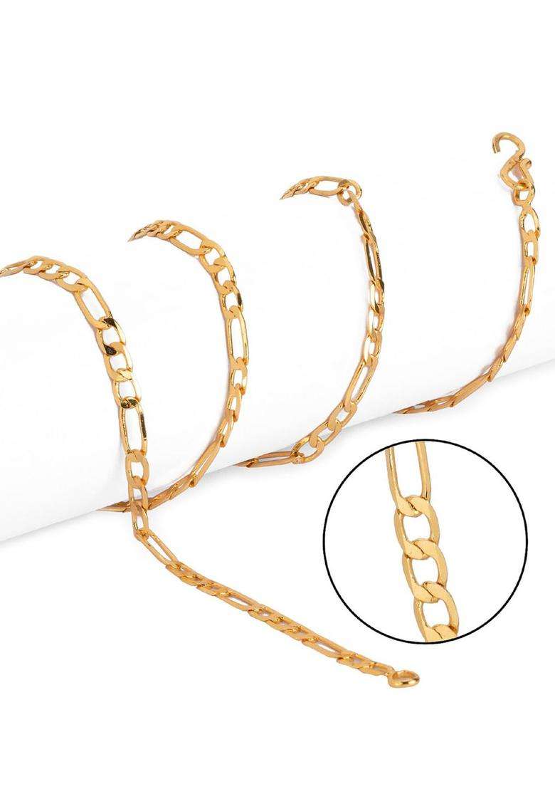 Silver-Plated Beaded Anklets with Gold-Plated Chain for Women | Traditional Temple Jewellery for Wedding & Festive Wear | Gift for Her - Indya