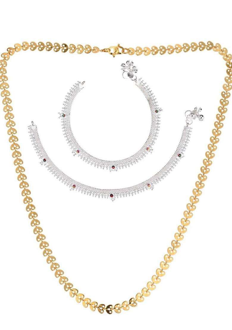 Gold & Silver-Plated Artificial Beads Jewellery Set for Women | Traditional Temple Jewellery for Wedding & Festive Wear | Gift for Her - Indya